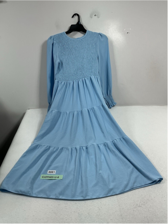 Unbranded Dresses & Skirts - Womans Excellent Peasant Maxi Dress Large Blue Pullover Long Sleeves